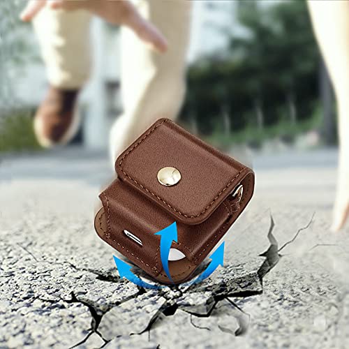 LUCKYCOIN Leather Case for Apple AirPods 1 2 Top Grain Genuine Leather Material with Wrist Lanyard Strap | Keychain Clip | Crossbody Chain | Compatible with Wireless Charging -Dark Brown