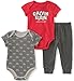 Calvin Klein Baby Boys 3 Pieces Bodysuit Pant Set, Red, 3/6M