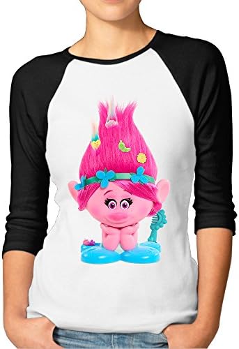 Zengshabi Women's Trolls Poppy 3/4 Sleeve Raglan T ShirtsBlack