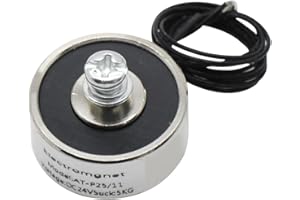 AIRTAK Holding Sucker Round Electromagnet Suction Solenoid Lifting Cylinder Electric Magnet, 25 x 11mm-DC24V 50N 11LB/5Kg