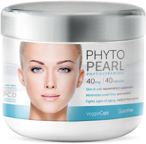 Phytoceramides by PHYTOPEARL - Skin and Cell Rejuvenation - 40 Veggie Caps - GlutenFree - Patented Ceramides PCD - Fights Signs of aging & Minimizes Wrinkles