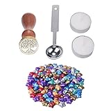 niceEshop(TM) 100 Ps European Retro Star Shape Sealing Wax with 1 Piece Wax Melting Spoon, 1 Piece Sealing Wax Stamp and 2 Pieces Wax