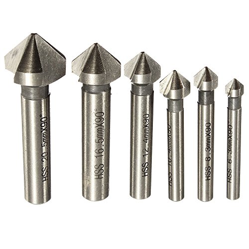 Generic 6pcs 90 degree speed drills titanium 3 flute HSS Metals Titanium Three Edge Chamfer Chamfering Drill Bit set Drilling Mill Drill