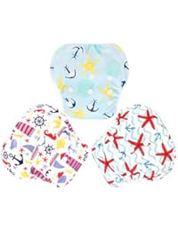 Langsprit 3 Pack Swim Diaper for Baby & Toddle,Reuseable Washable Diaper Swim for Swimming Lesson & Baby Shower Gifts (L, Sailing)