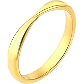 JINHUI Dainty Stackable Gold Rings for Women, 18k Gold Plated Twisted Thin Stacking Band Plain Rings for Women Jewelry Size 6-8