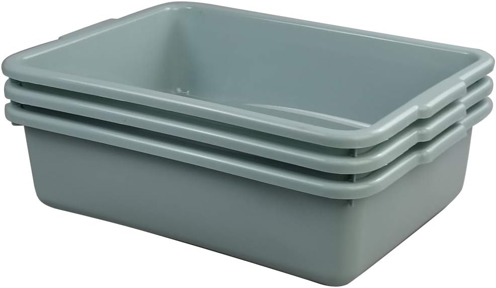 Ikando Large Plastic Utility Box Bus Tubs Shallow Storage Tray Bus Box