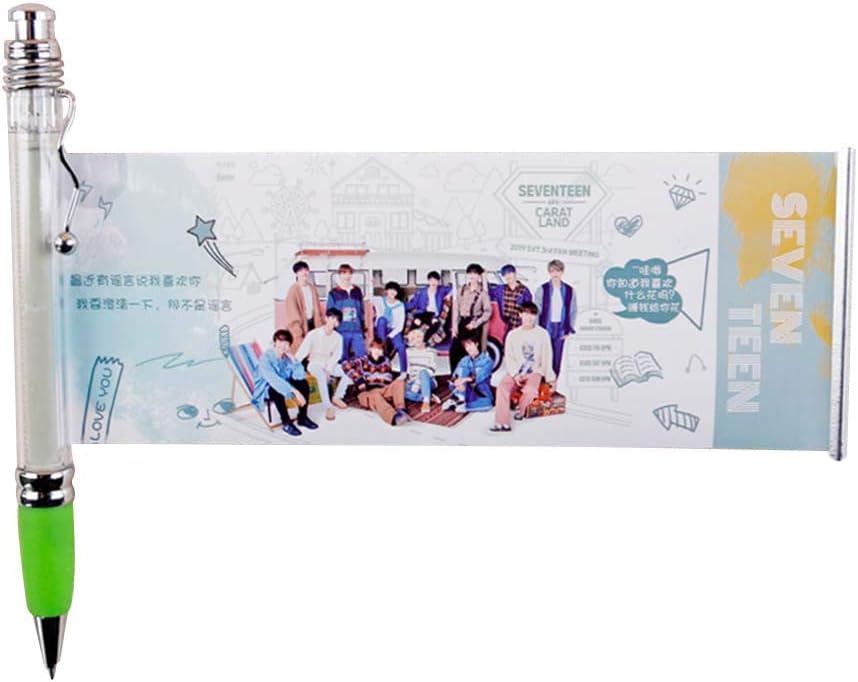 Yuxareen KPOP EXO BLACKPINK GOT7 ITZY TXT TWICE Same paragraph Telescopic Pull-pull Pen Black Gel Pen Hot Gift for Fans Student Supplies(SEVENTEEN)