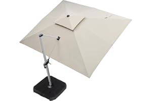 PURPLE LEAF 10' X 12' Patio Umbrella Outdoor Rectangle Umbrella Large Cantilever Umbrella Windproof Offset Heavy Duty Sun for Garden Deck Pool Patio, Beige