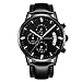 KASHIDUN Men's Watch Quartz Chronograph Waterproof Date Wrist Watch Leather Band Men Clock-Black
