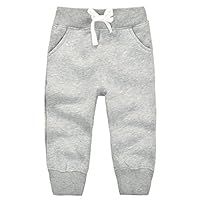 CuteOn Unisex Toddler Jogger Pants Kids Cotton Elastic Waist Winter Baby Sweatpants Pants 1-5Years Grey