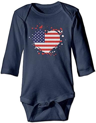 Flag Heart US United States America Superball Baby Girls' Cotton Long-Sleeve Bodysuit Romper Tank Tops 6 M