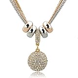 Long Way Womens Long Chain Crystal Full Rhinestone Ball Drop Pendant Necklace