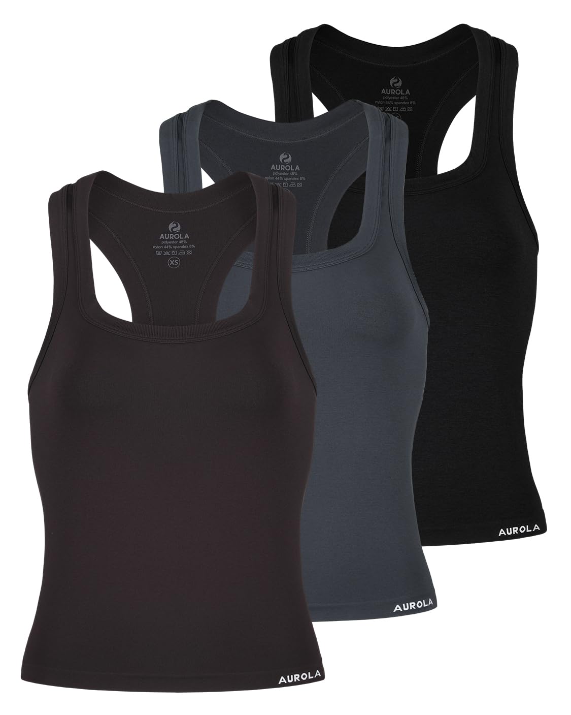Photo 1 of ***one tank only***
1 Pieces Pack Sets Women Essentials Seamless Sleeveless Raceback Square Neck Tank Top,Pack (Black+Dark Grey+Seal Brown),M
