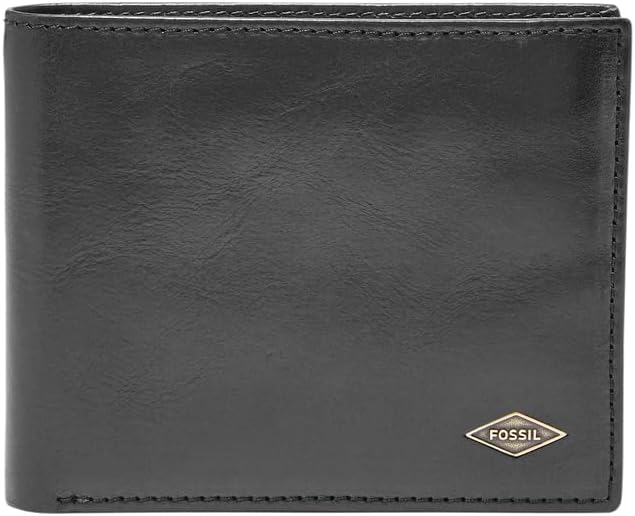 Carteira masculina Ryan, em pele preta dobrável, 10,8 cm de comprimento x 1,91 cm de largura x 8,89 cm de altura ML3729001
