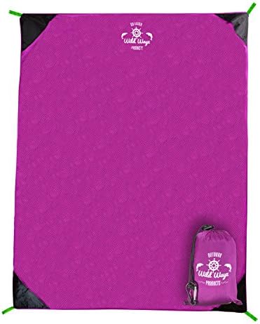 Multipurpose Portable Blanket in a Bag - Lightweight Puncture Resistant Waterproof and Sand Proof Pocket Blanket with 4 Corner Pockets and Anchors for Hiking, Camping, Picnic, Beach, Live Events