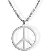 LIKGREAT Peace Necklace Peace Sign Symbol Pendant Necklace Box Chain Necklace for Women Men