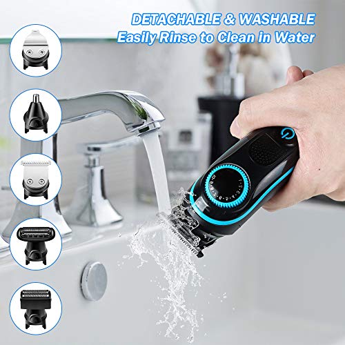 Innoo Tech Tondeuse à cheveux professionnelle pour homme 5 en 1 multifonction sans fil pour barbe, nez et corps, kit de coupe de cheveux tout-en-un avec affichage LED rechargeable par USB humide