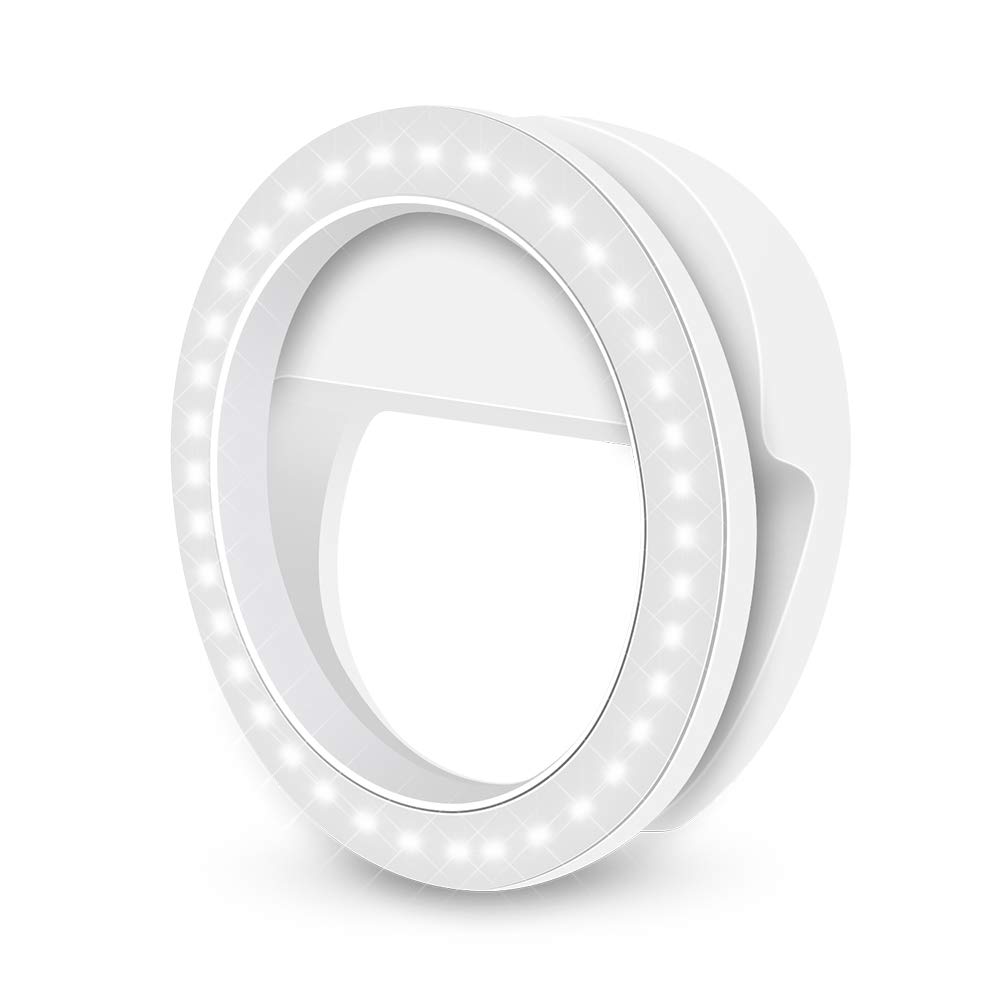 U2C Selfie Ring Light for Camera [USB Rechargeable] Clip on 36 LED Bulbs Fill-light 4 Level Adjustable Brightness for Cellphone Iphone X 6 6S 7 8 Plus Samsung Galaxy/Ipad/Android Phone