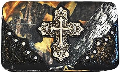 Rhinestone Cross Western Camouflage Women's wallet in 7 Colors (Black)