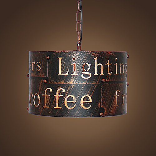 Chende Industrial Vintage Pendant Light, Loft Chandelier with Antique Bronze Metal Drum Shades, Retro Copper Chandelier for Dining Room, Restaurant, Cafe