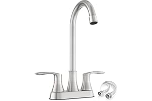 Phiestina Bar Sink Faucet 4 Inch Centerset Deck Mount,2 Hole Brushed Nickel Bar Faucets for Sink,Prep Sink Faucet, Commercial Utility Laundry Kitchen Sink Faucet,BARTY36-11H-BN