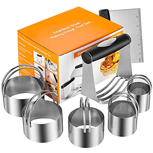 BYkooc Biscuit Cutter Set,Stainless Steel Pastry Cutters,5 Round Cookie