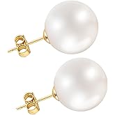 HAINBAG Pearl Stud Earrings for Women Hypoallergenic Sterling Silver Post Earrings