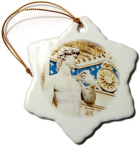 137695_1 Copy of Michelangelos David Statue, Florence Italy Eu16 Bjn0256 Brian Jannsen Snowflake Ornament, Porcelain, 3-Inch