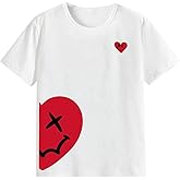 SweatyRocks Boy's Heart Graphic T Shirts Crewneck Short Sleeve Casual Tee Tops