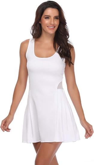 Amazon Pcgaga レディース ワークアウトドレス ノースリーブ アスレチックドレス ゴルフ カジュアル ガールズ スポーツウェア テニスドレス ワンピース チュニック 通販