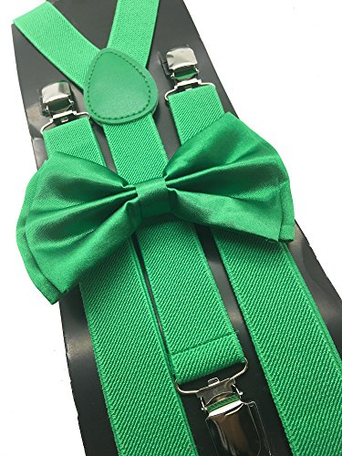 Royal Green Color Wedding Accessories Adjustable Bow Tie & Suspenders