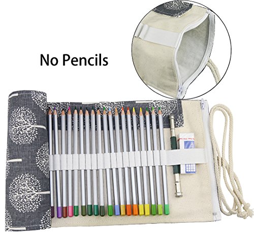 UPC 713653065448, HzFluo.Codelo 72-Pieces Canvas Colored Pencils Wrap Roll up Case with Zipper Pouch, ArtTrees