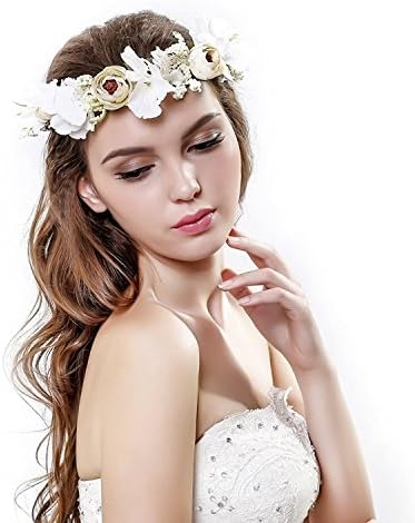 Qhome Womens handmade Rose Flower Wreath Crown Halo for Wedding Festivals Photography
