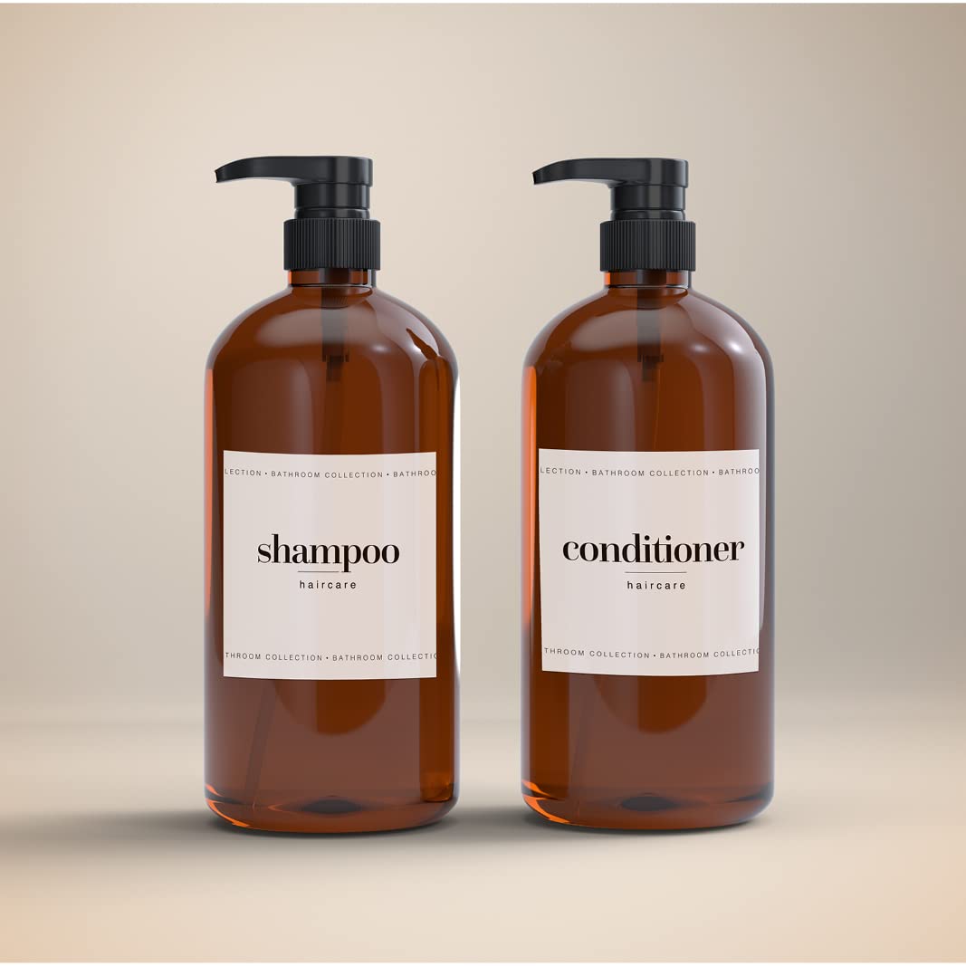 45 x Contemporary Design Bathroom Stickers for Organising - Waterproof Stickers for Shampoo and Conditioner Bottles - Waterproof Labels for Makeup and Bathroom Storage