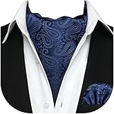 HISDERN Ascot Ties for Men Paisley Cravat Tie and Pocket Square Set Floral Mens Ascot Scarf Handkerchief Wedding Party