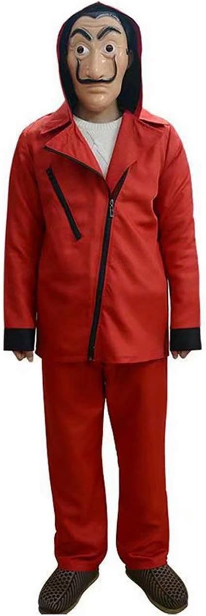 Salvador Dali Red Coveralls with Mask Halloween Cosplay Costumes