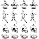 Honbay 80PCS Alloy Ball Sports Charms Football Pendant Rugby Player Helmet Charms Collection for DIY Earring Necklace Bracelet Jewelry Crafting Making (4 Style)
