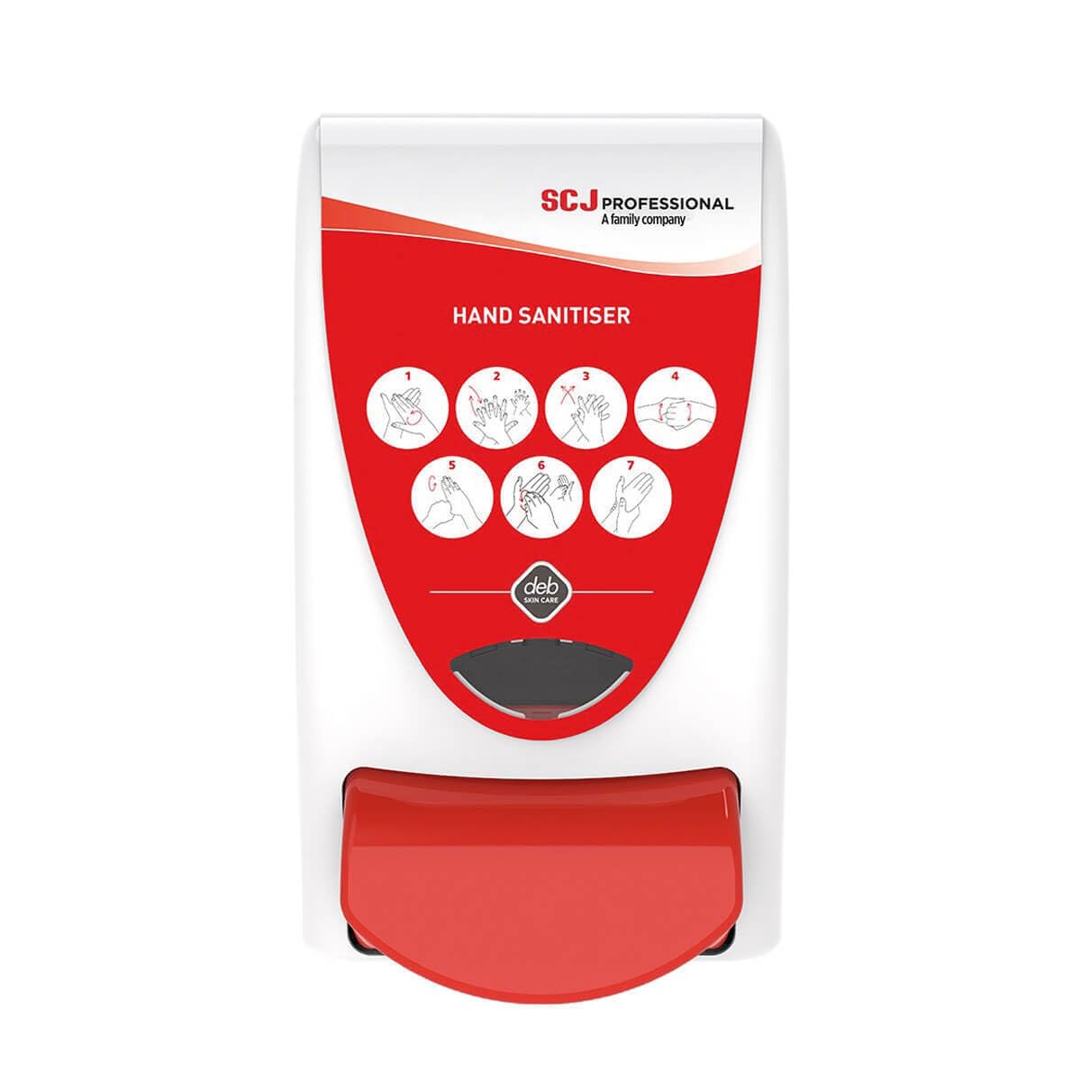 Safety First Aid Group Cutan Alcohol Hand Gel Dispenser (M6839DS) - Hand Sanitiser Dispenser - Red Plastic Rectangular Dispenser