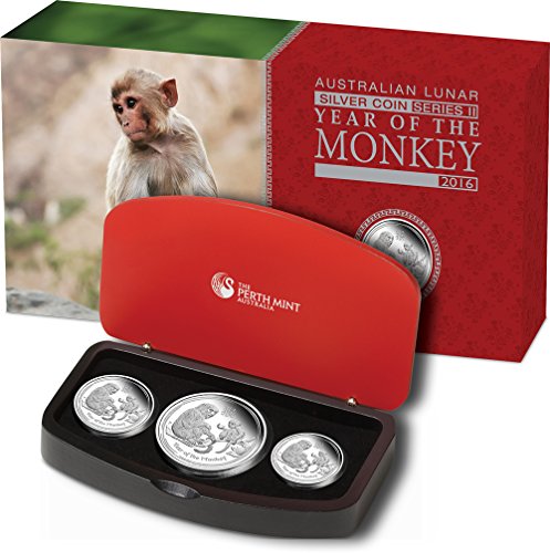 2016 AU lunar series II MONKEY Lunar Year Series Three 3 Coins Set Silver Proof Australia 2016 Dollar Perfect Uncirculated