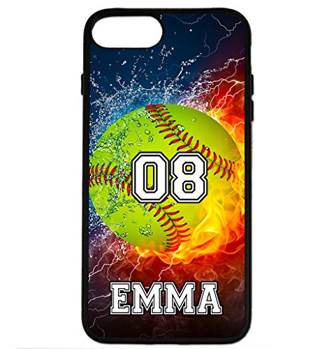 iPhone-8-Plus-Case-iPhone-7-Plus-Case-ArtsyCase-Thunder-Water-Fire-Softball-Personalized-Name-Number-Phone-Case-for-iPhone-7-Plus-and-iPhone-8-Plus-Black