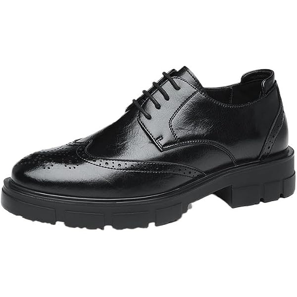 Men's Fashion Modern Wingtip Oxford Shoes for Men, Business Casual Leather Dress Shoes, Men's Classic Modern Anti-Slip Low Top Classic(6.5) Black