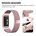 UMTELE for Fitbit Charge 2 Band, Milanese Loop Stainless Steel Metal Bracelet Strap with Unique Magnet Lock, No Buckle Needed for Fitbit Charge 2 HR Fitness Tracker Pink Gold Small