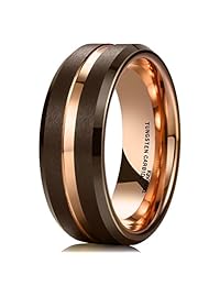 King Will DUO Anillo de carburo y tungsteno negro con acabado mate de 8 mm para hombre en oro rosa o plateado, calce cómodo, anillo de casamiento