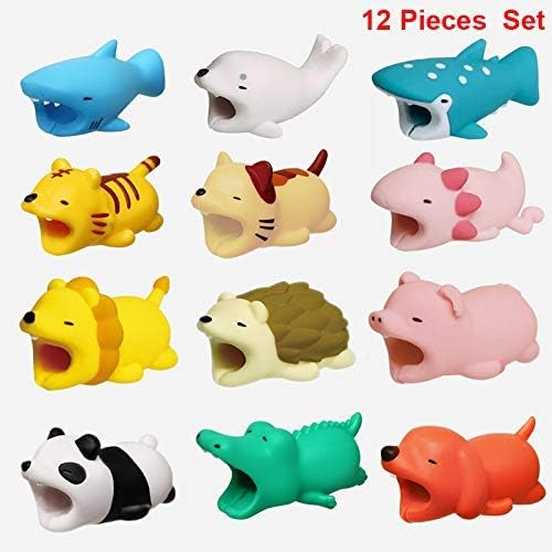 BROUYOUE 12 Pieces Cable Animal Bites Cute Animal Cable Protector For iPhone Cable Charging Cord Saver, Cute Creature Bites Cables Charger Protector Accessory