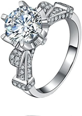 Sterling Silver Fabulous Ring 5CT NSCD Simulated Diamond Ring for Women Engagement 18K Gold Plated