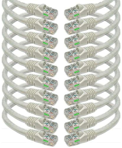 iMBAPrice Cat6 Snagless Ethernet Patch Cable in White 0.5 Feet (6 Inches) - 10 Pack