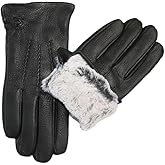 Elegant PU Mens Rabbit Fur Lined Gloves in Luxurious Rabbit Fur Lining Sheepskin Camping Leather Gloves