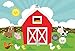 MEHOFOTO Farm Red Barn Photo Studio Booth Background Cartoon Rustic Animals Green Grass Sky Child Birthday Party Decoration Banner Backdrops for Photography 7x5ft