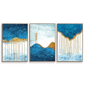 3 Piece Framed Canvas Wall Art Abstract Mountain Canvas Prints Home Artwork Decoration for Living Room,Bedroom - 16"x24"x3 Panels