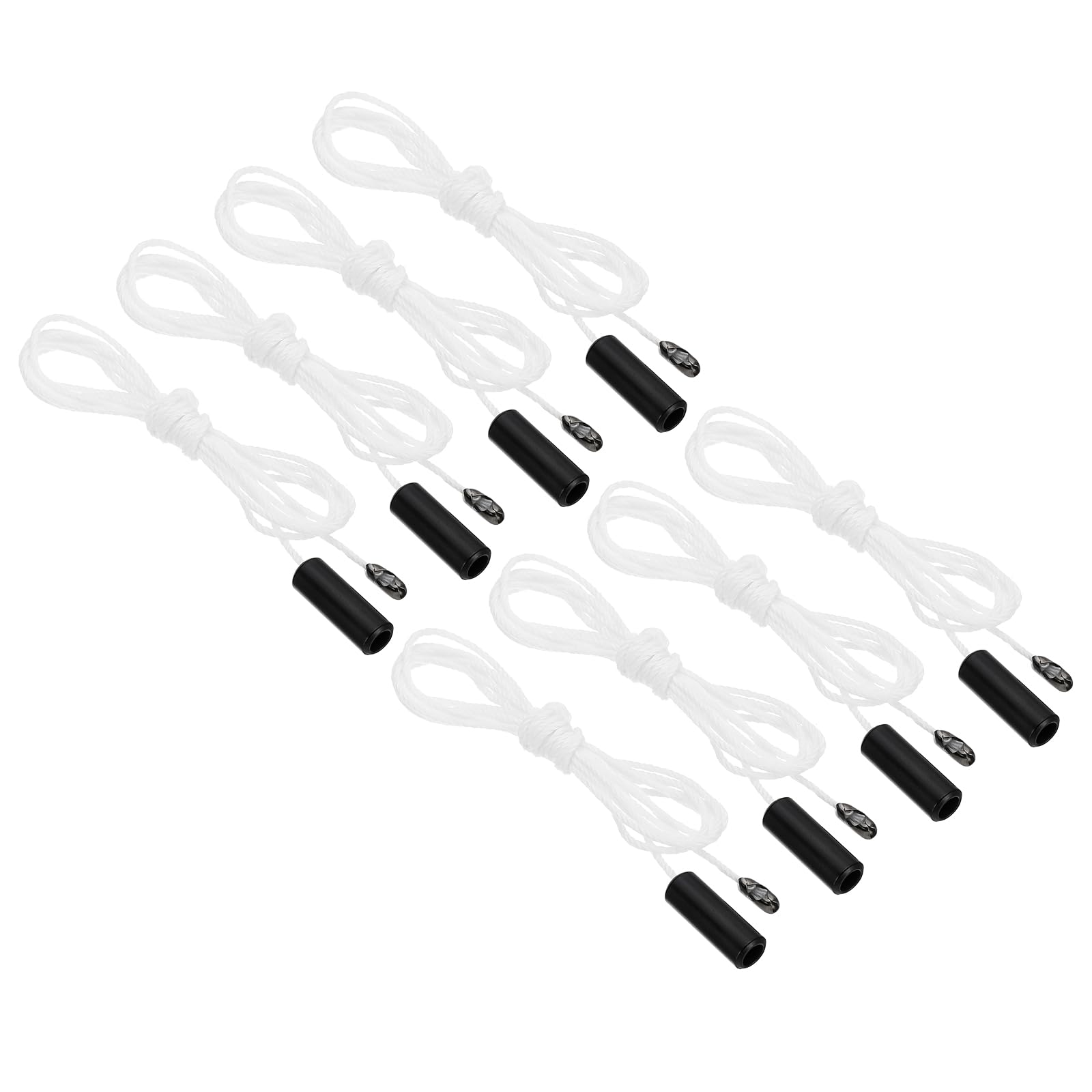 PATIKIL 1.5M 4.9ft Ceiling Pull Chain, 8 Pcs Pulls String Extender with Cylinder Pendant for Fan Light Chandelier Table Lamp Pulling Switch, Black